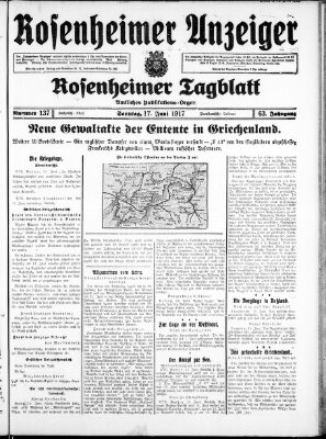 Rosenheimer Anzeiger Sonntag 17. Juni 1917