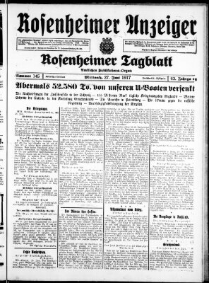 Rosenheimer Anzeiger Mittwoch 27. Juni 1917