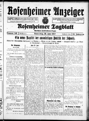 Rosenheimer Anzeiger Donnerstag 28. Juni 1917