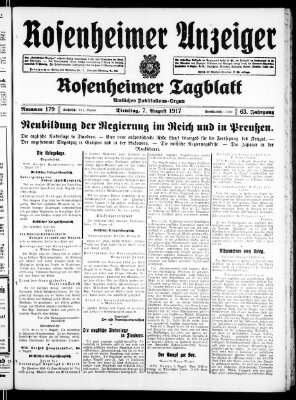 Rosenheimer Anzeiger Dienstag 7. August 1917