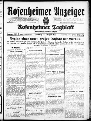 Rosenheimer Anzeiger Dienstag 21. August 1917