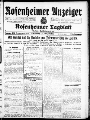 Rosenheimer Anzeiger Donnerstag 23. August 1917