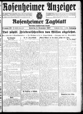 Rosenheimer Anzeiger Sonntag 2. September 1917