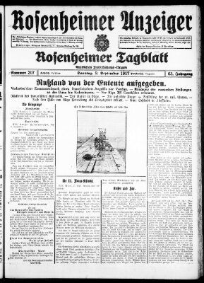 Rosenheimer Anzeiger Sonntag 9. September 1917