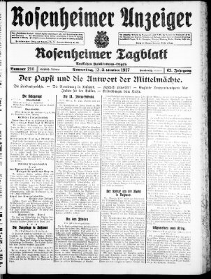 Rosenheimer Anzeiger Donnerstag 13. September 1917