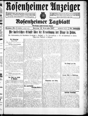 Rosenheimer Anzeiger Sonntag 16. September 1917