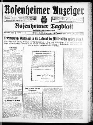 Rosenheimer Anzeiger Mittwoch 19. September 1917