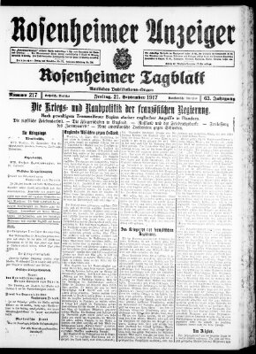 Rosenheimer Anzeiger Freitag 21. September 1917