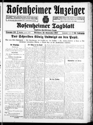 Rosenheimer Anzeiger Mittwoch 26. September 1917