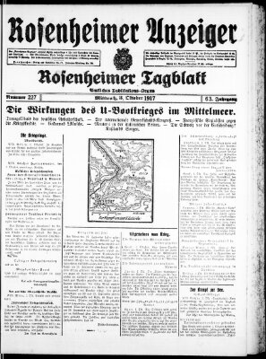 Rosenheimer Anzeiger Mittwoch 3. Oktober 1917