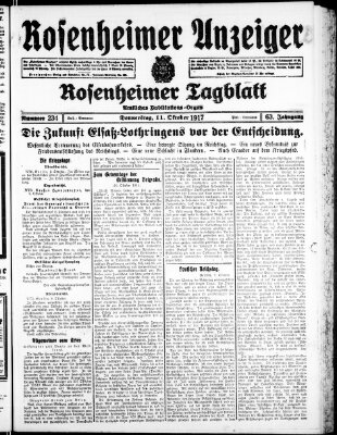 Rosenheimer Anzeiger Donnerstag 11. Oktober 1917