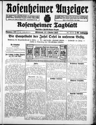 Rosenheimer Anzeiger Mittwoch 17. Oktober 1917