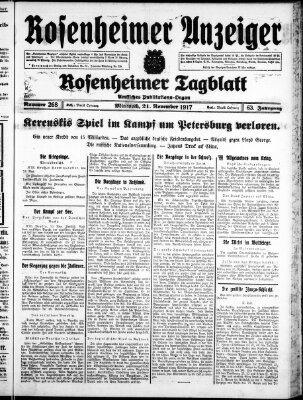 Rosenheimer Anzeiger Mittwoch 21. November 1917