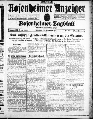 Rosenheimer Anzeiger Sonntag 25. November 1917