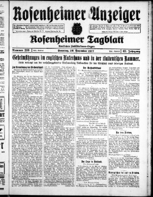 Rosenheimer Anzeiger Sonntag 16. Dezember 1917