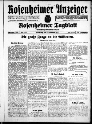 Rosenheimer Anzeiger Samstag 29. Dezember 1917