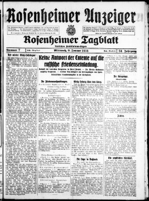 Rosenheimer Anzeiger Mittwoch 9. Januar 1918