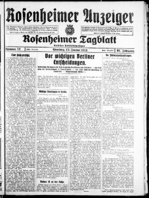 Rosenheimer Anzeiger Dienstag 15. Januar 1918