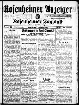 Rosenheimer Anzeiger Donnerstag 17. Januar 1918