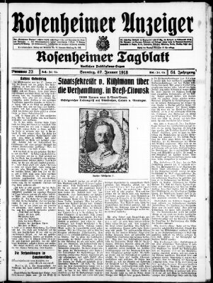 Rosenheimer Anzeiger Sonntag 27. Januar 1918