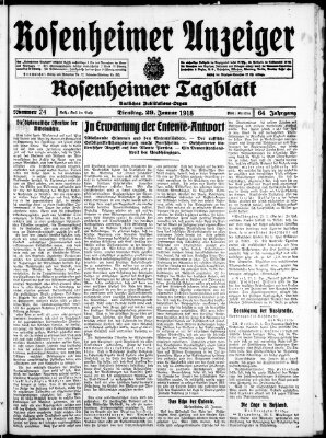 Rosenheimer Anzeiger Dienstag 29. Januar 1918