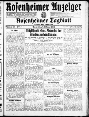 Rosenheimer Anzeiger Donnerstag 7. Februar 1918