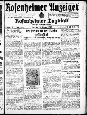 Rosenheimer Anzeiger Sonntag 10. Februar 1918