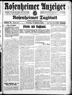 Rosenheimer Anzeiger Dienstag 12. Februar 1918