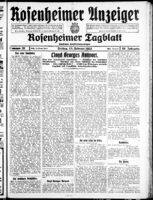 Rosenheimer Anzeiger Freitag 15. Februar 1918