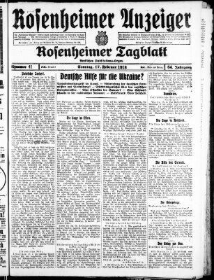 Rosenheimer Anzeiger Sonntag 17. Februar 1918