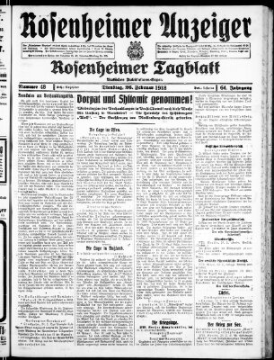 Rosenheimer Anzeiger Dienstag 26. Februar 1918