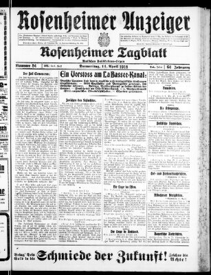 Rosenheimer Anzeiger Donnerstag 11. April 1918