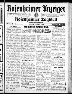 Rosenheimer Anzeiger Dienstag 16. April 1918