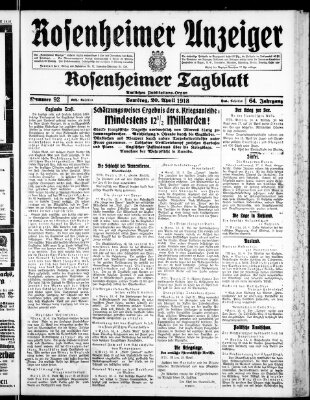 Rosenheimer Anzeiger Samstag 20. April 1918