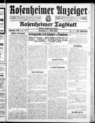 Rosenheimer Anzeiger Samstag 11. Mai 1918