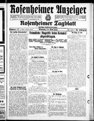 Rosenheimer Anzeiger Dienstag 14. Mai 1918