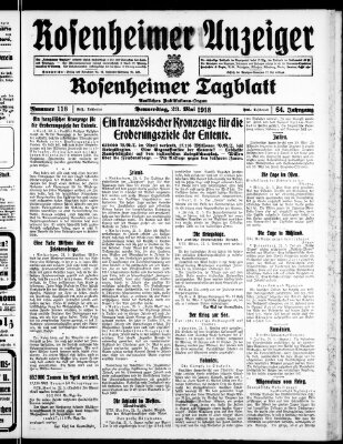 Rosenheimer Anzeiger Donnerstag 23. Mai 1918