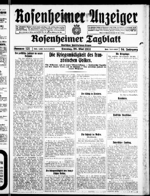 Rosenheimer Anzeiger Sonntag 26. Mai 1918