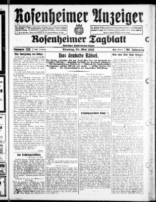 Rosenheimer Anzeiger Dienstag 28. Mai 1918