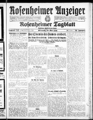 Rosenheimer Anzeiger Mittwoch 29. Mai 1918