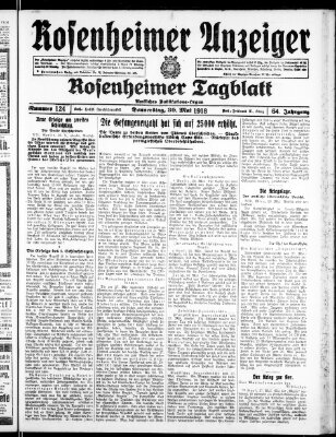 Rosenheimer Anzeiger Donnerstag 30. Mai 1918