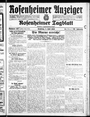 Rosenheimer Anzeiger Samstag 1. Juni 1918