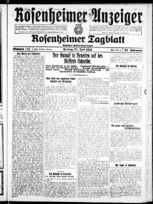 Rosenheimer Anzeiger Freitag 21. Juni 1918