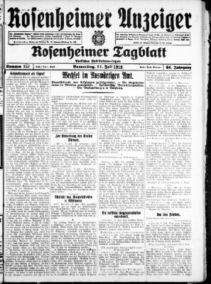 Rosenheimer Anzeiger Donnerstag 11. Juli 1918