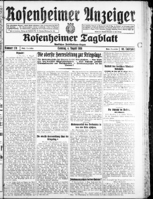 Rosenheimer Anzeiger Sonntag 4. August 1918