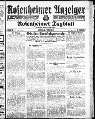 Rosenheimer Anzeiger Samstag 31. August 1918