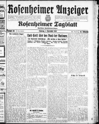 Rosenheimer Anzeiger Sonntag 1. September 1918