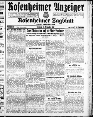 Rosenheimer Anzeiger Sonntag 22. September 1918