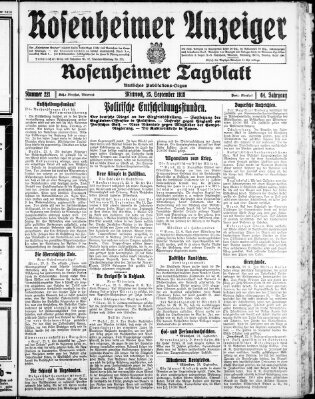 Rosenheimer Anzeiger Mittwoch 25. September 1918