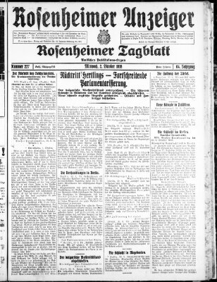 Rosenheimer Anzeiger Mittwoch 2. Oktober 1918